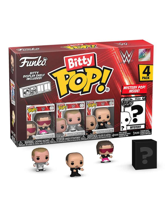 Funko Bitty Pop - WWE " Bret “Hit Man” Hart / Shawn Michaels / “Mean” Gene Okerlund / Mystery Bitty (4-Pack) "