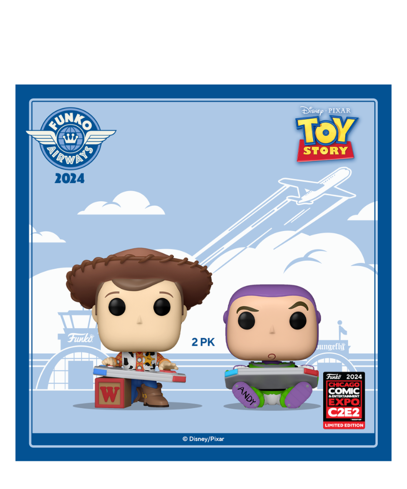 Funko Pop Disney " Toy Story: Woody and Buzz (Gaming) (2-Pack) (2024 C2E2 Shared Exclusive) "