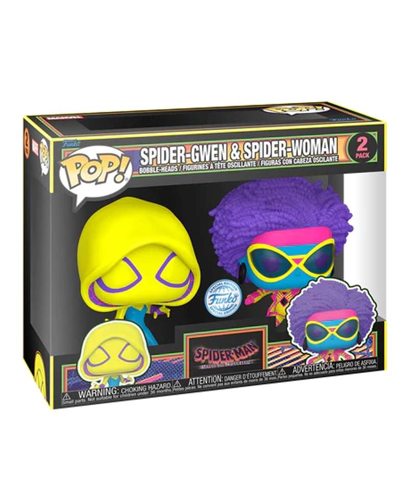 Funko Pop Marvel " Spider-Gwen and Spider-Woman (2-Pack) (Blacklight) "