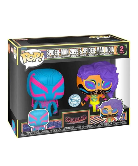 Funko Pop Marvel "Spider-Man 2099 & Spider-Man India (2-Pack) (Blacklight)"