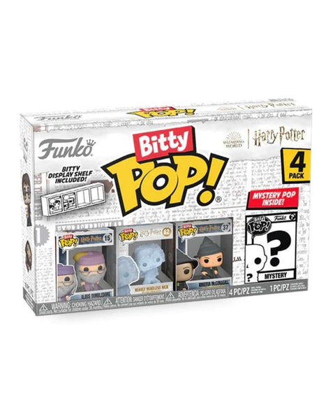 Funko Bitty Pop " Albus Dumbledore / Nearly Headless Nick / Minerva McGranitt / Mystery Bitty (4-Pack) "