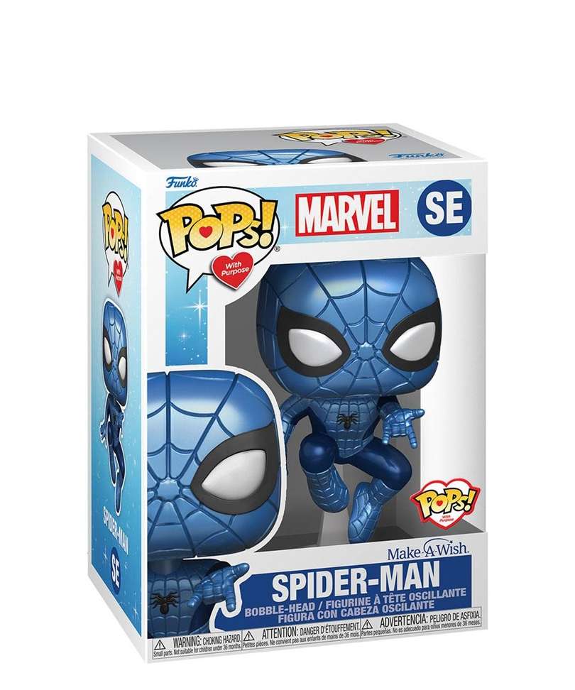 Funko Pop Marvel " Spider-Man (Make-A-Wish - Blue Metallic) "